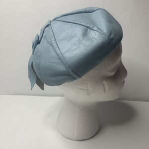 Vintage Clover Lane Blue Leather Calot Hat